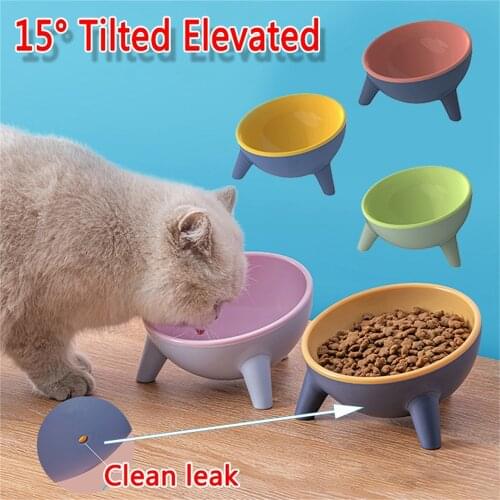 Raised Tilted Elevated Bowl Pet Cat Dog Food Water Dish Backflow Prevention Feeding Dispenser Container Pet Comfort Feeding Bowl