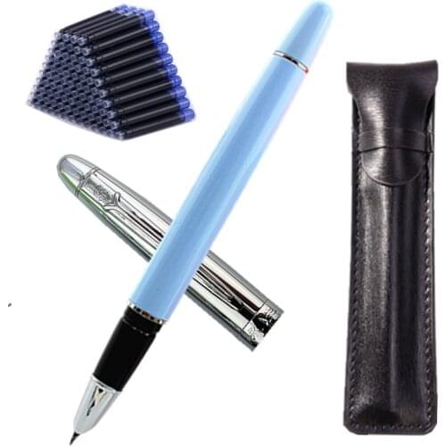 Wing Sung 9330 Fountain Pen ink Full Metal Clip Pens Stainless Steel Classic EF Nib Fountain-Pen School Office Gift BAG