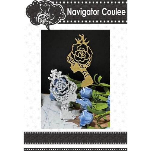 Metal Cutting Die Elk Girl Flowers Died to Scrapbook Layered Drawing Craft Supplies Cutting Decoration Stamp 2021 New Design