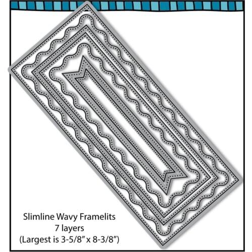 Slim Wavy Rectangle Frame Background Cutting Dies DIY Scrapbook Card Album Make Crafts Stencil Supplies New Dies 2020
