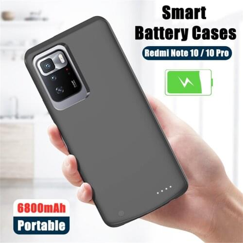 Slim Battery Charger Cases For Xiaomi Redmi Note 10 Pro Powerbank Case 6800mAh External Battery Charging Cover For Redmi Note 10