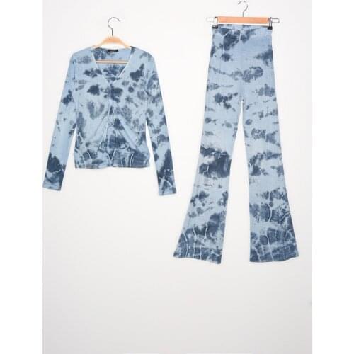 Trendyol Lacing Detailed Ribbed Flare Knit Bottom-Top Suit TWOAW22AU0083