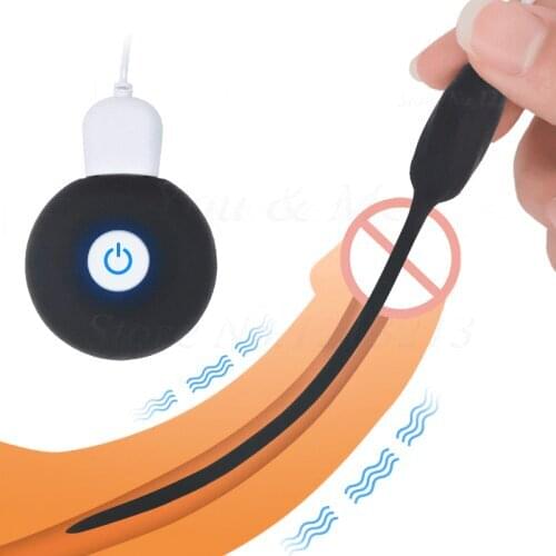 20 Speeds Urethral Vibrator USB Charging Dildo Vibrators For Man Penis Plug Sounds Dilators For Male Masturbator Lasting Trainer