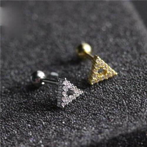 European American Fashion Elegant Small Triangle Geometric Earring Inlaid with Zircon Earring Charm Women Daily Matching Jewelry