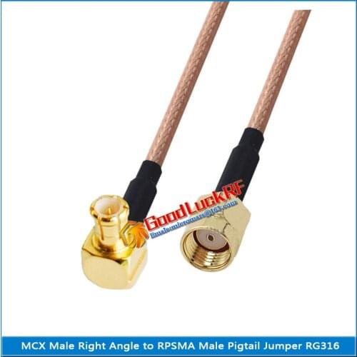 High-quality MCX Male Right Angle 90 Degree to RP-SMA RP SMA Male Plug Coaxial Pigtail Jumper RG316 extend Cable 50 ohm Low Loss
