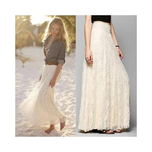 Good Quality 2016 Autumn Fashion Womens Lace Skirt Double Layer Elastic High Waist Elegant Ladies Maxi Long Skirts Wild