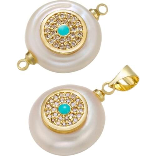 ZHUKOU crystal pearl pendant and connector for women handmade DIY necklace earring bracelet making accessories model:VD606 VS420