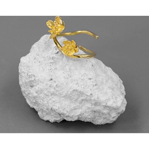 S.EAST SUN 925 sterling silver handmade exquisite cherry lace adjustable ring is suitable for womens fashion wedding party gift