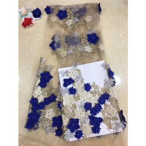 JRB-11266 best quality 3d flower tulle mesh lace for sawing dress 5yards beaded embroidery net fabric