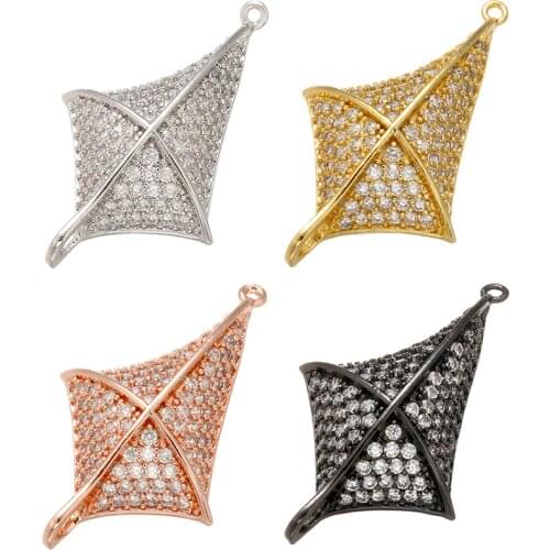 ZHUKOU 19x31mm Brass Crystal Irregular Connector for Women Bracelet Necklace Jewelry Accessories making findings model:VS432