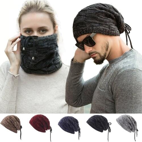Unisex Winter Windshield Scarf Hat Can Be Used As Scarf And Hat Set Thick Winter Hats For Men & Women Knitted Hat Dropshipping