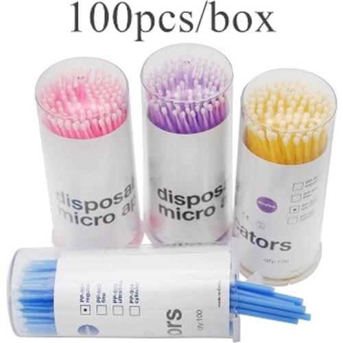 100Pcs Cotton Makeup Clean Sticks Disposable Eyelash Extension Cleaning Swabs Eyelash Glue Removing Agent Cleaning Rod Swabs