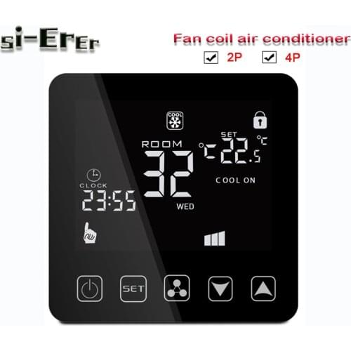 220V programmable Air conditioner thermostat-2P 4Pheating and cooling controller,black / white / gold panel optional