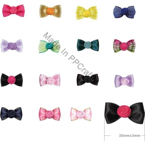 30MM Satin Double/Dots/Grosgrain Ribbon Rose Pinched Squareknot For Packing Cloth Hairbow DIY Crafts 200pcs Free Shipping