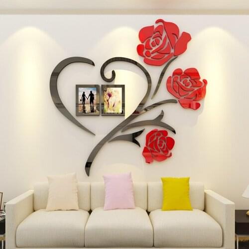 3d Creative Flower Wall Sticker Wedding Room Romantic Decoration Quality Acrylic Wallpapers Living Room Wallsticker Diy Art Gift