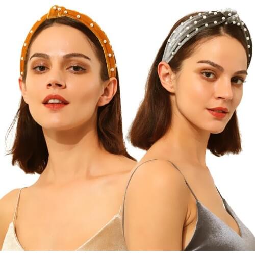 40pcs/lot DIY Simple Multi Pleuche Nail Pearl Head Bands Tie Knot Wide HeadBands Hair Styling Tools Accessory HA1561