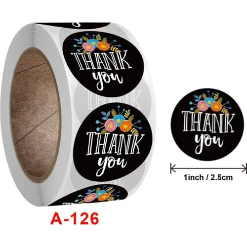 500pcs/Lot Cute Thank You Seal Sticker Round Black Seal Sticker Mutifunction DIY Decorative Gifts Package Labels for Baking