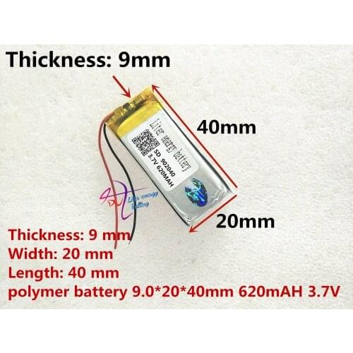 901938 3.7V 902040 620mah GPS digital camera DVD lithium battery factory direct sales MP3 MP4 bluetooth headset battery