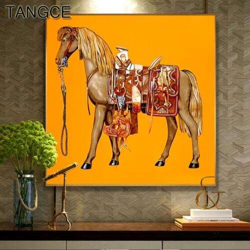 Abstract Red Yellow Horse Canvas Painting Pop Saudi Arabia Print Poster for Living Room Splendid Saudi Arabia Wall Art Picture