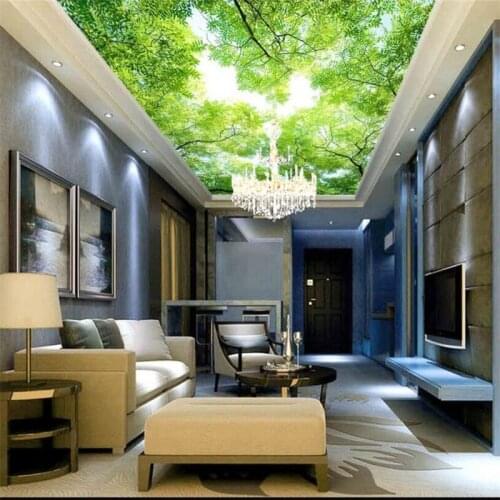 Beibehang Large Custom Wallpapers HD Sky Trees Zenith Ceilings House Decorative Paintings