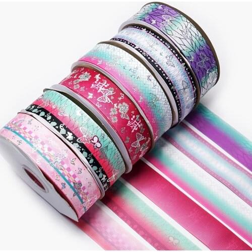Double side printing Butterfly Laser Silver Printed Kimetsu ribbon silver foil ribbon 44333