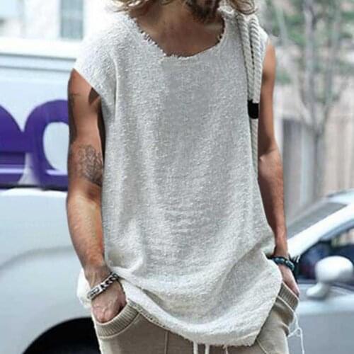 Mens T-shirt 2021 Summer Short-Sleeved Solid Color Tops Fashion Loose Streetwear Vest T-shirts Men camiseta tirantes hombre