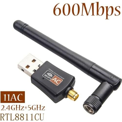 Kebidu AC 600Mbps USB Wifi Adapter 5/2.4Ghz Dual Band with Antenna Dongle LAN 802.11ac/a/b/g/n for Windows XP Win 7 10 Mac Vista