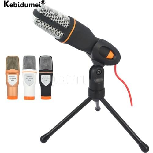 3.5mm Plug Condenser Microphone Home Stereo MIC Desktop Tripod for PC YouTube Video Skype Chatting Gaming Podcast Recording