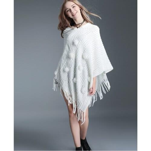 Korea Style Women Batwing Sleeve Shawl Cloak Fringed Hem Loose Pullover Autumn Winter Blouse Knitting Poncho Cape Tops