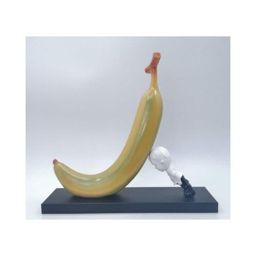 Creative decoration lovely boy resin figurine carrying banana Nordic sculpture ornament