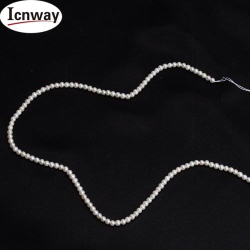 Natural AAA Freshwater Pearl white 3-4mm round For Jewelry Making 15inches DIY necklace bracelet earring FreeShipping Wholesale
