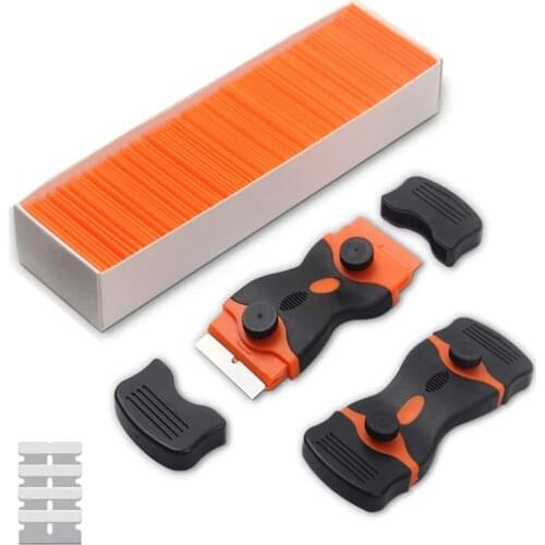 100 PCS Razor Blade Wrap Sticker 2Pcs Razor Scraper Ceramic Glass Car Window Glue Cleaner Squeegee Remover Tool Car Tool