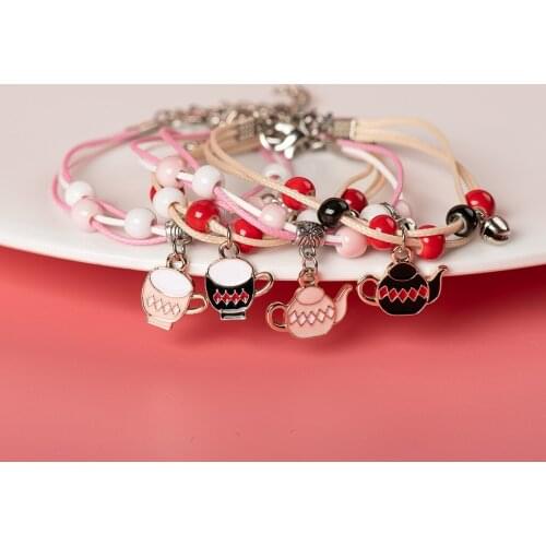 Cute Metal Drip Glaze Pendant Bracelet Hand-Wowen Gift Bracelets Bangles For women Girl Children Wholesale #XN027