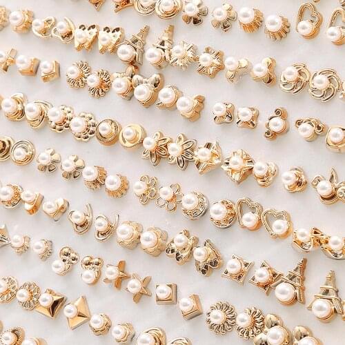 Multi-style Geometric Crystal Earrings Crystal Plastic Small Stud Earrings Set For Women Girls Jewelry