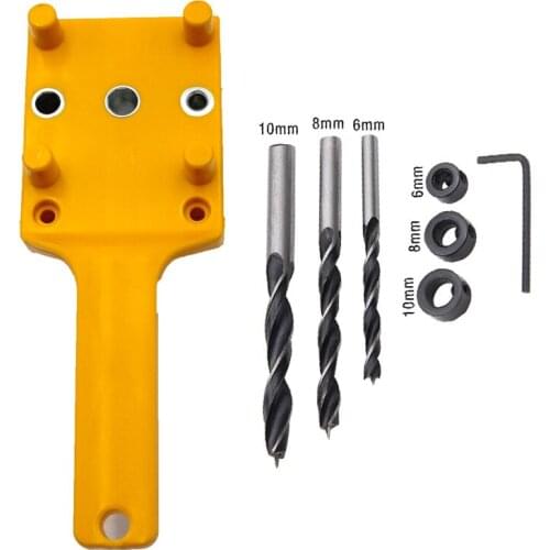 6/8/10mm Drill Bit Hole Puncher Wood Doweling Jig Punch Locator Drill Guide Handheld Woodworking Pocket Kit for Wood Dowel Joint