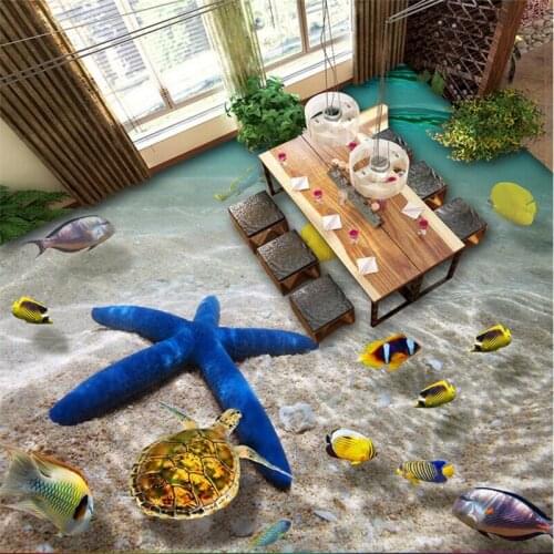 Beibehang Floor Painting Wall Stickers Wallpaper Ocean World Bathroom Mall 3D 3D Floor Tile Painting papel de parede