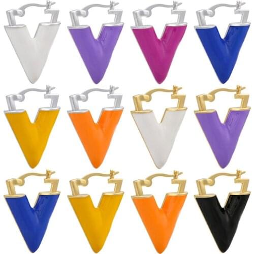 New Drip Earrings for Women V-shaped Jewelry DIY Fashion Multi-color Optional Golden Elegant Symmetrical Dangle Earrings
