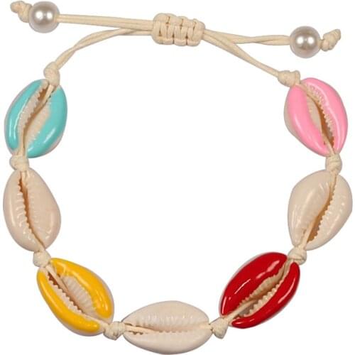 Charm Lucky Bohemia Shells Bracelet Summer Adjustable Handmade Rope Braided Colorful Seashell Beads Bracelets For Women Jewelry