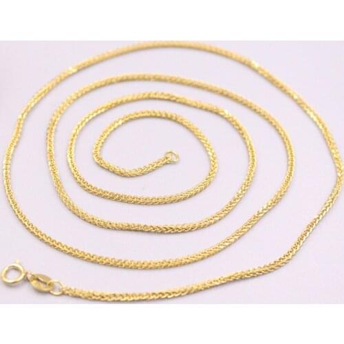 Real 18K Yellow Gold Women Necklace Wheat Foxtail Chain 24inch 1.2mmW 2.4-2.7g / Lobster Clasp GUARANTEED PURE 18K Gold