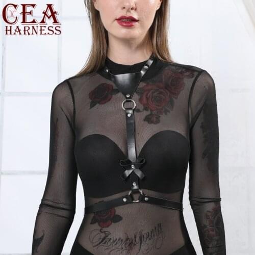 CEA Fashion Body Straps Knot-bow Waistband Belts Women Garter Restraints Harness Prom Dress Accessories Body Bondage Straps Goth