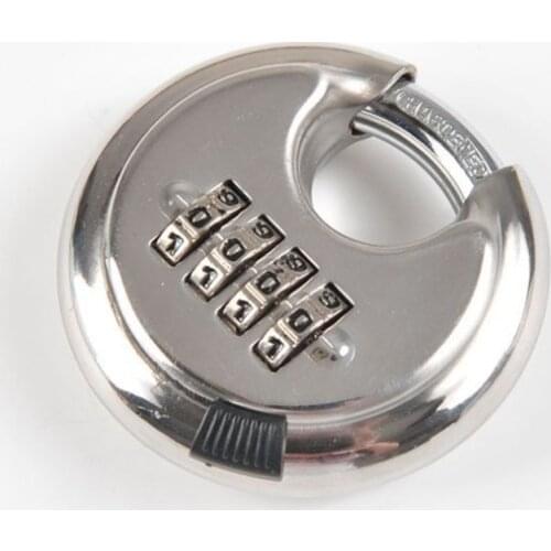 Durable Stainless Steel 4-digit Password Lock Padlock 70mm Round Safety Lock For Outdoor Warehouse Door Password Cake Locks