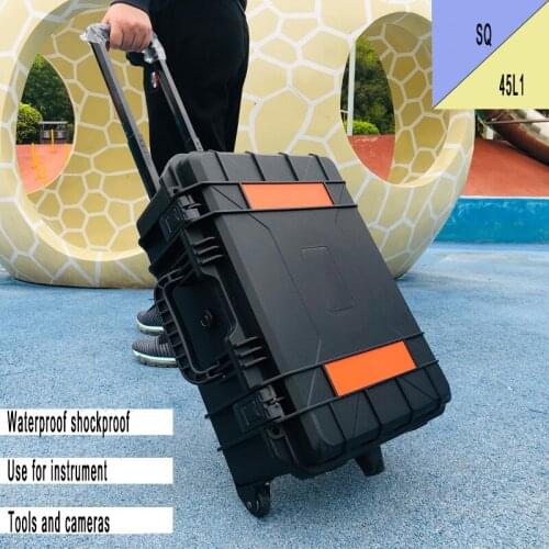 Shockproof plastic wheeled carrying case with internal padding