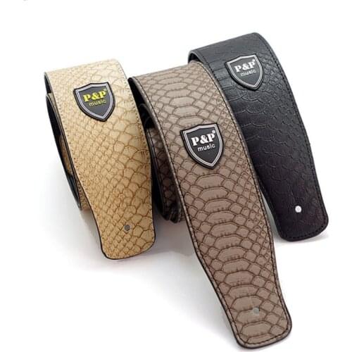 Guitar Parts Widen Electric Guitar Strap Crocodile Snake Skin Embossed PU leather Acoustic Guitar Belt Bass Strap