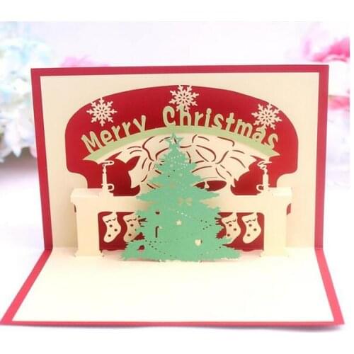 Christmas creative three-dimensional Christmas card 3D paper carved hollow custom postcard blessing small card Christmas tree
