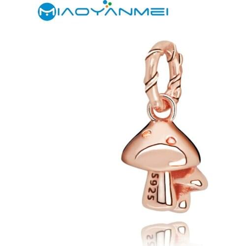 925 Sterling Silver Beads Sparkling Mushrooms Dangle Charm Fit Original Pandora Bracelets DIY Women Fashion Jewelry Gift