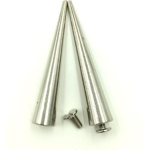 50Sets High Quality Silver Tone Big Cone Spike Studs Spots Garment Rivets DIY Crafts Shoes Making 55x10mm