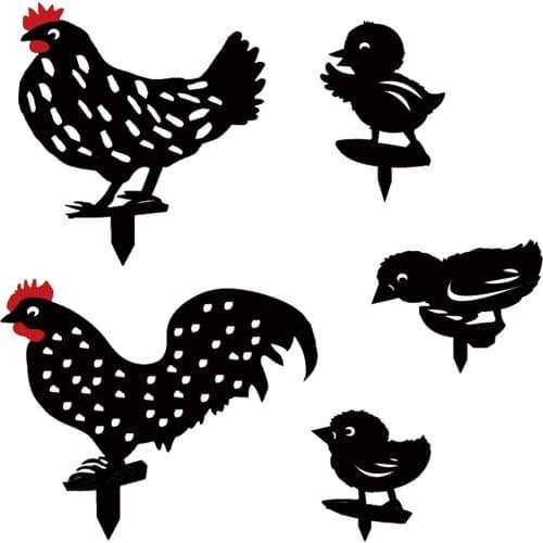 Rooster Garden Ornaments Chicken Yard Art Craft Black Retro Hollow Wrought Iron Rooster Home Garden Simple Pendant Decoration