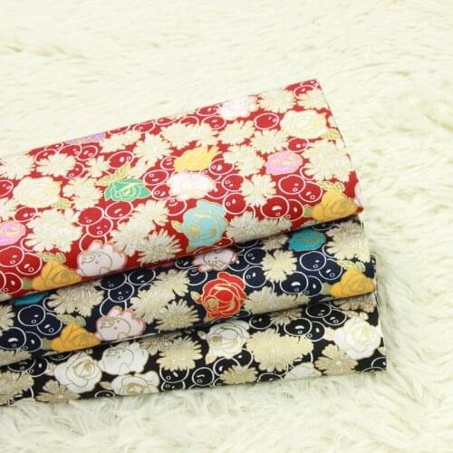 High quality pure cotton tissus Gold stamping printing fabric cotton Handmade DIY bag dress clothes sewing fabric