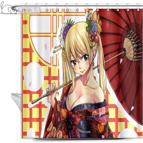 NYAA Fairy Tail Natsu Dragneel Anime Shower Curtain 3D Waterproof Polyester Fabric Bath Curtain With 12 Hooks For The Bathroom