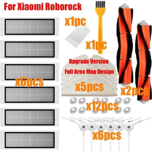 For Xiaomi Roborock Robot S50 S51 S55 s5 s6 xiaowa Vacuum Cleaner Spare Parts Kits Side Brush Roll Brush HEPA Filter Accessories